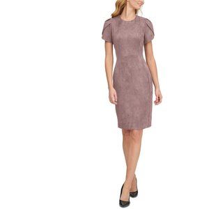 Calvin Klein Short Sleeve Faux-Suede Knee Sheath Dress